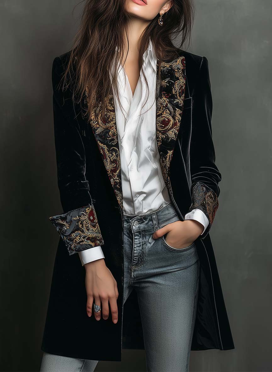 Josephine | Blazer Slim Fit Stampa Barocca