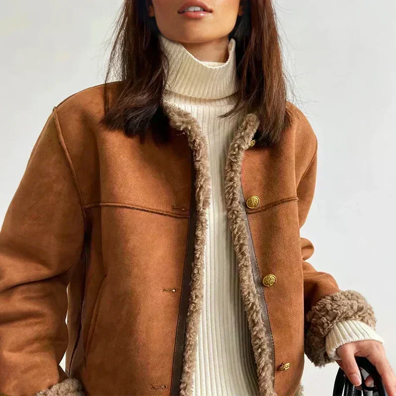 Vivienne | Giacca Effetto Scamosciato con Teddy