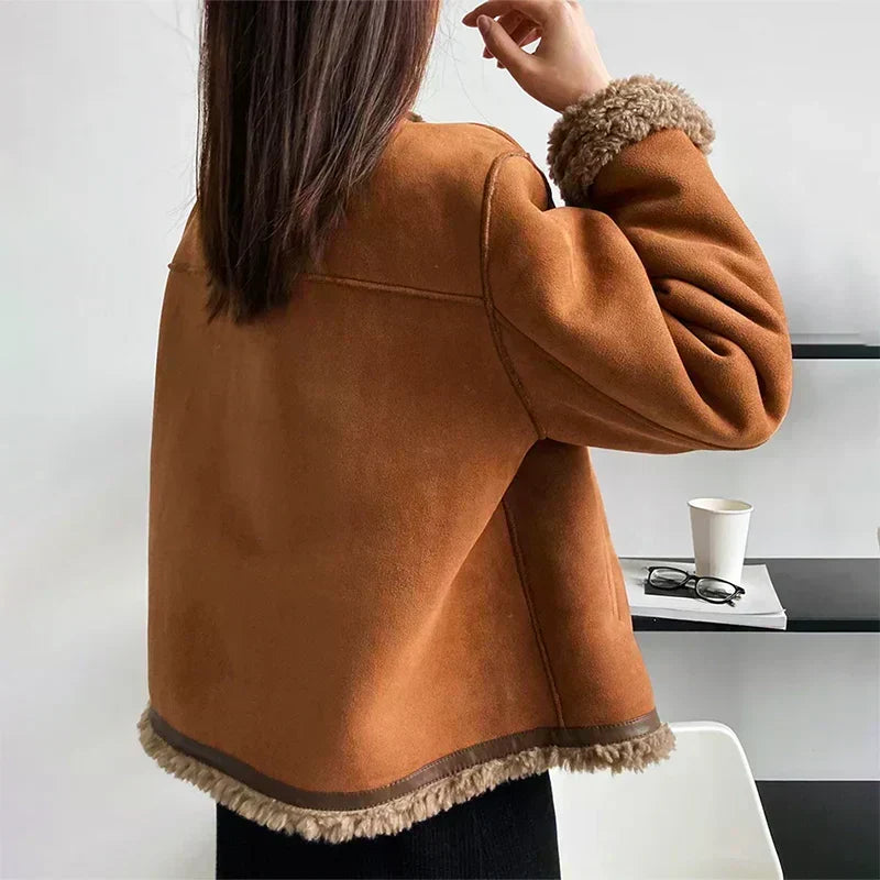 Vivienne | Giacca Effetto Scamosciato con Teddy