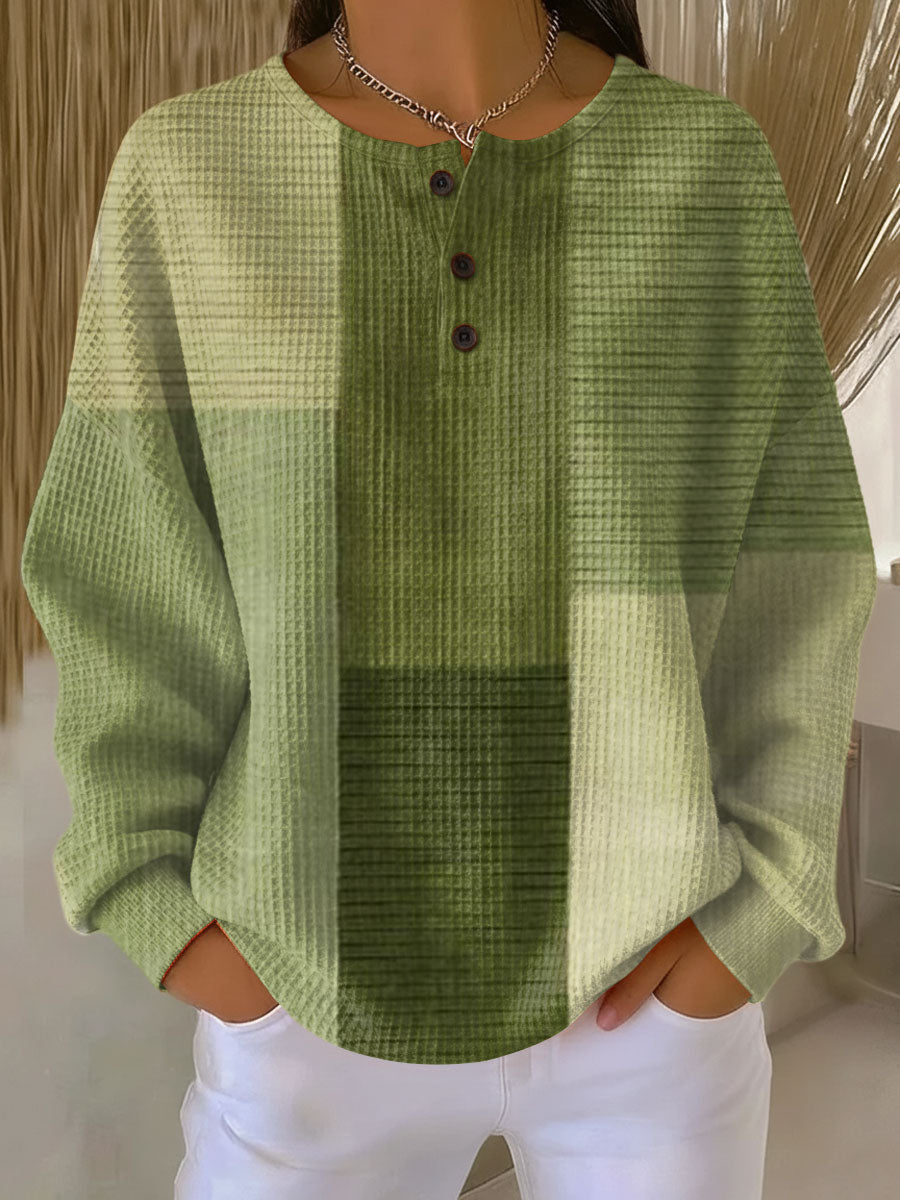 Nora | Maglione Verde a Riquadri Tono su Tono