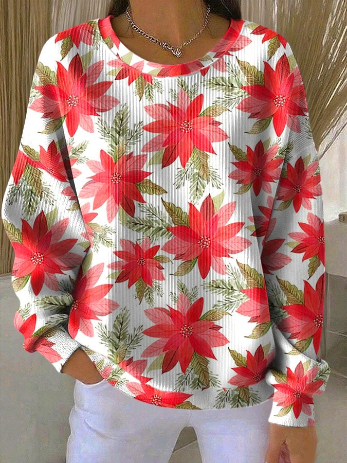 Tamara | Maglione Bianco con Stelle di Natale Rosse