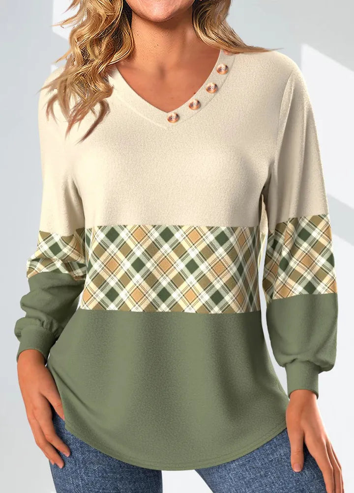 Annelie | Maglia Panna e Verde con Fascia a Quadri