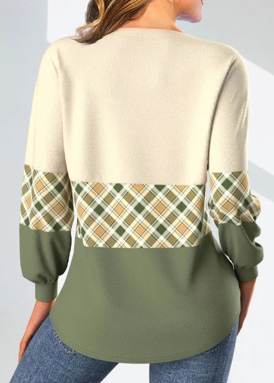 Annelie | Maglia Panna e Verde con Fascia a Quadri