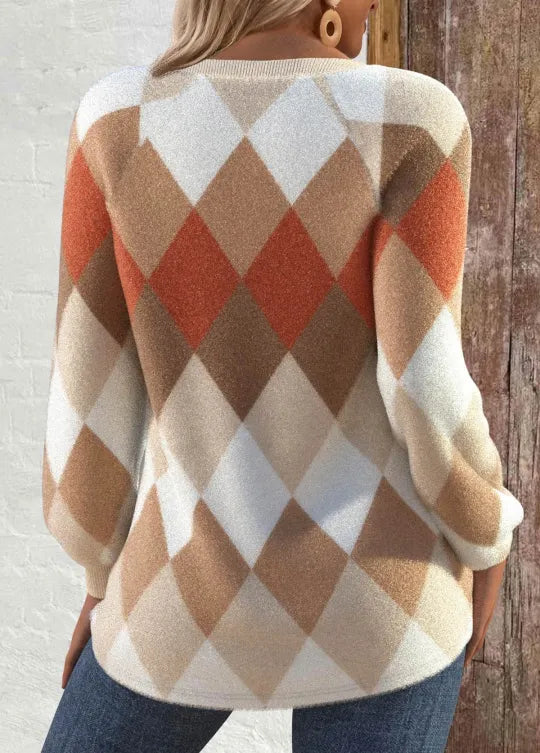 Sign | Maglione a Rombi Beige e Arancio