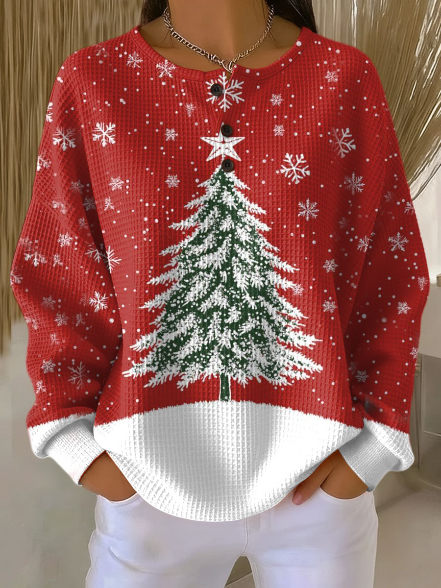 Sofia | Maglione Rosso con Albero di Natale