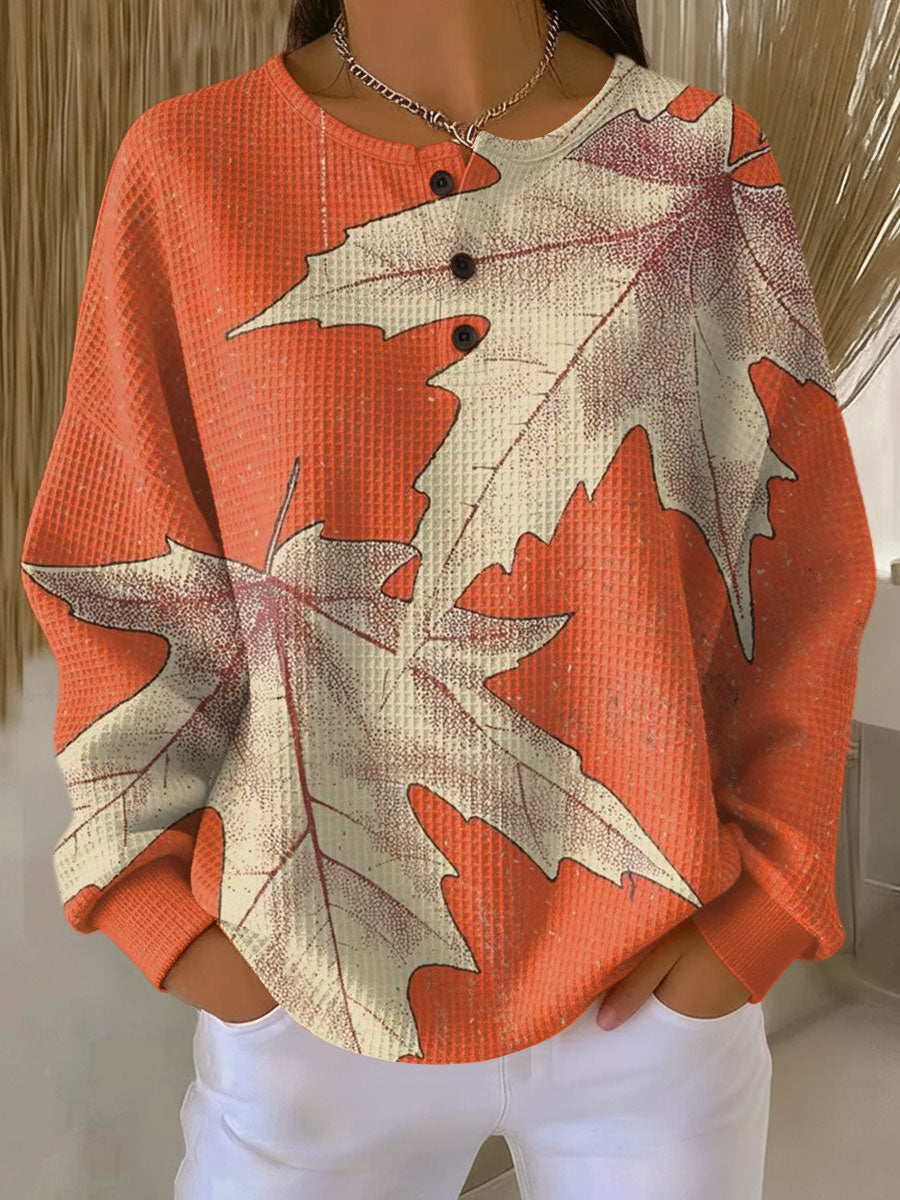 Maja | Maglione Arancione con Foglie d’Acero