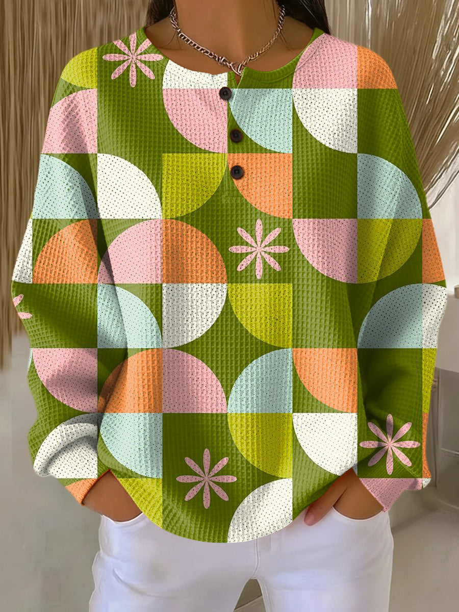 Saga | Maglione Geometrico Verde e Rosa