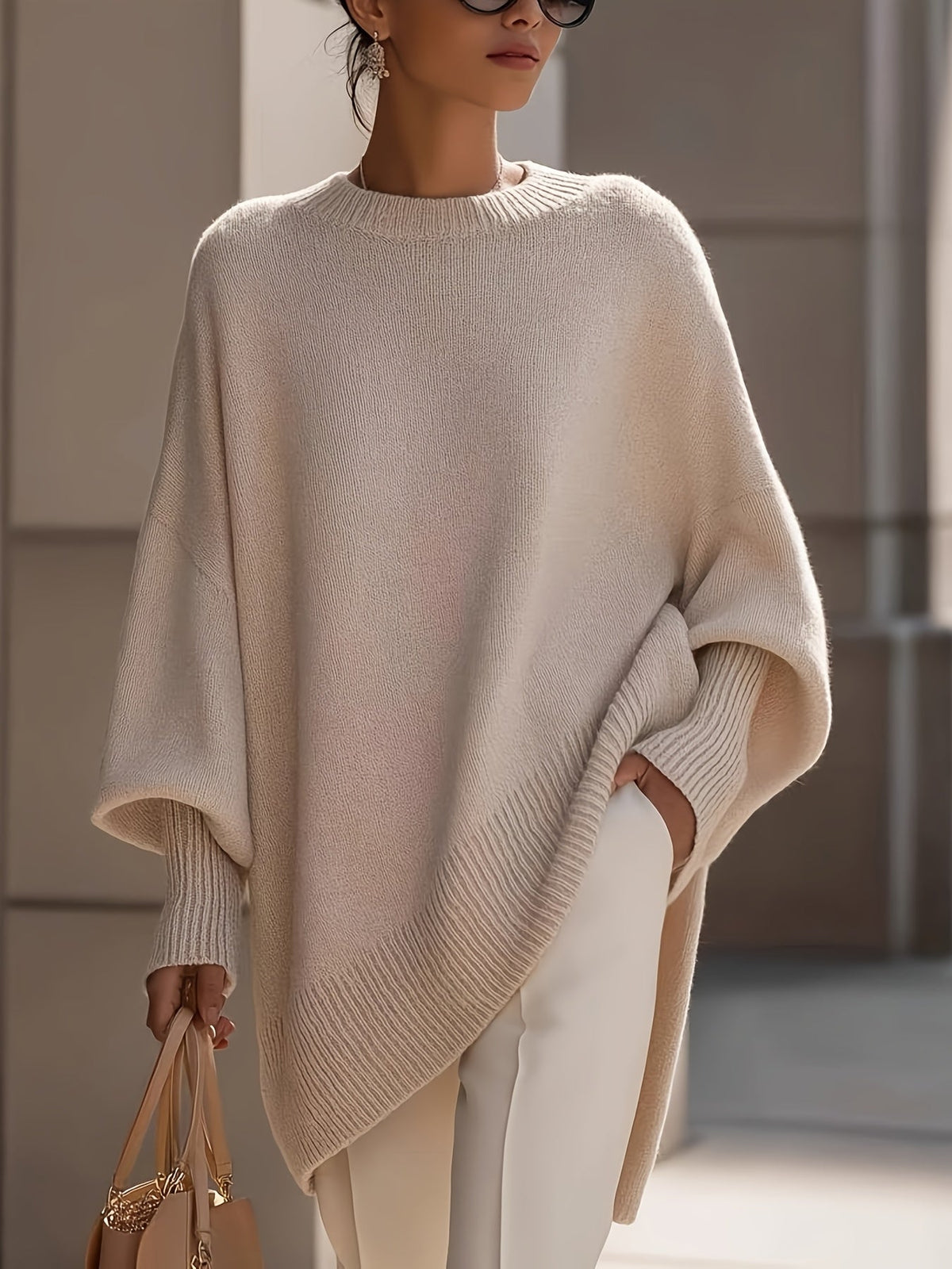 Maris | Maglione Oversize con Orlo Asimmetrico