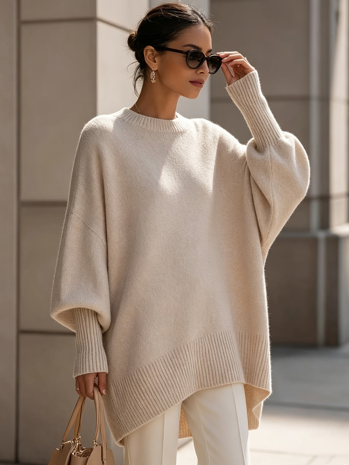 Maris | Maglione Oversize con Orlo Asimmetrico