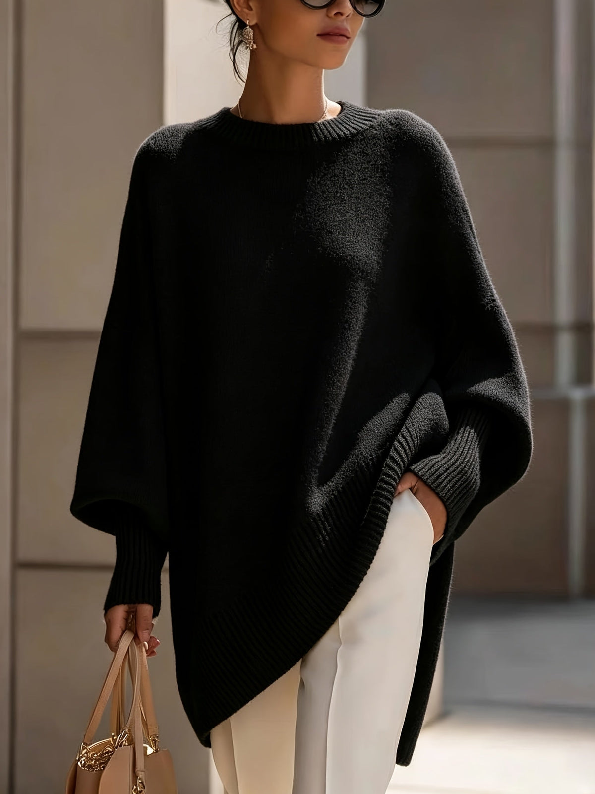 Maris | Maglione Oversize con Orlo Asimmetrico