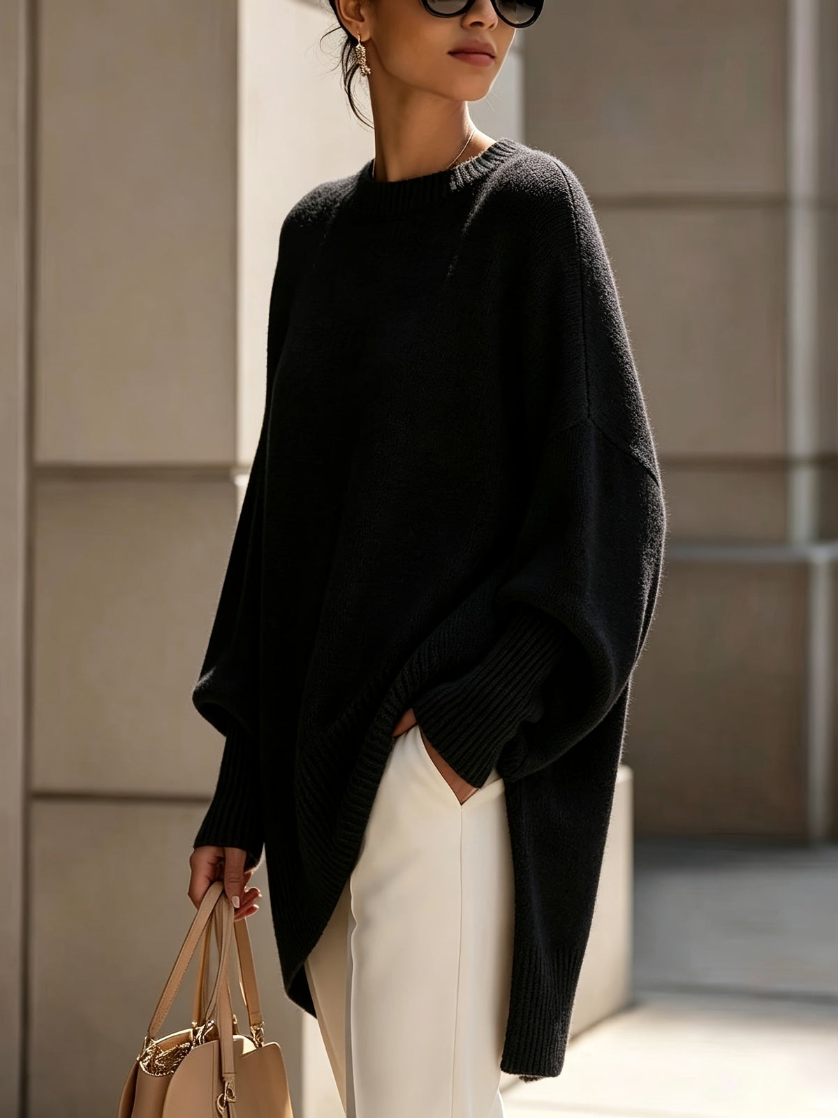 Maris | Maglione Oversize con Orlo Asimmetrico