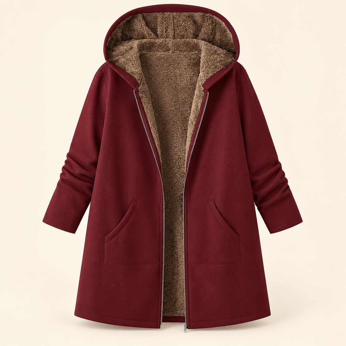 Evelyn | Cappotto con Cappuccio Foderato in Sherpa