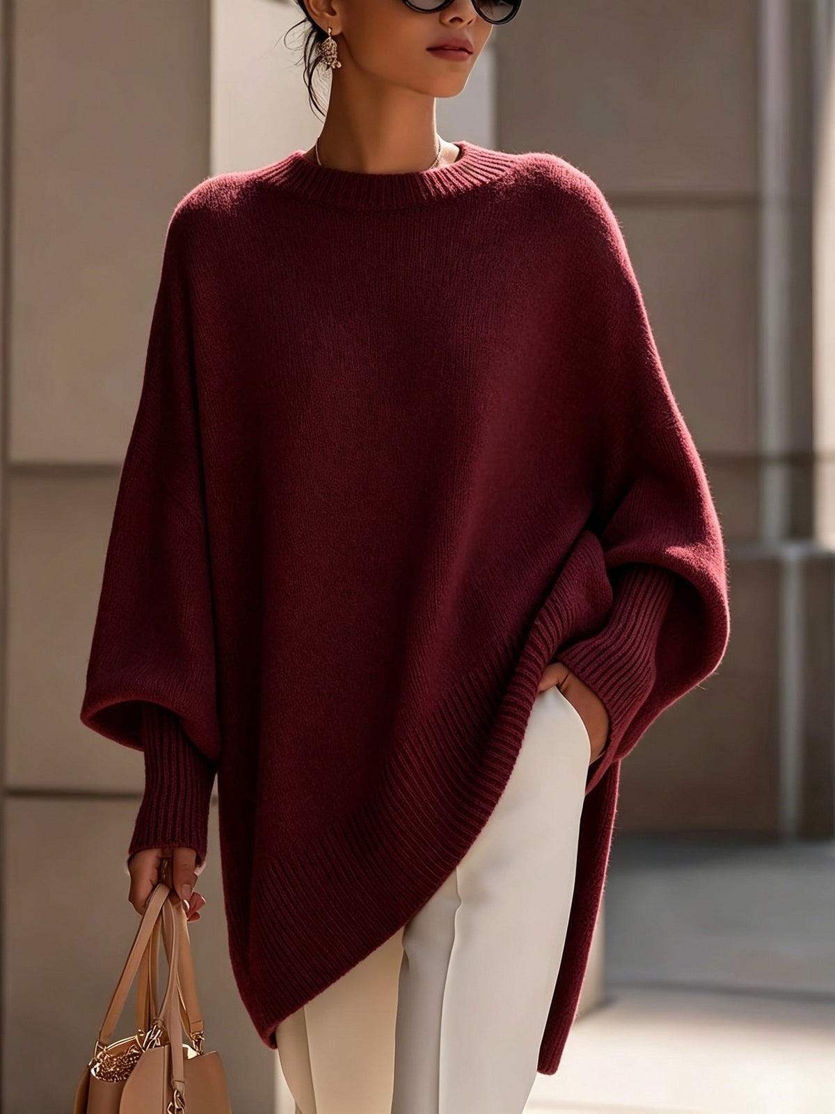 Maris | Maglione Oversize con Orlo Asimmetrico