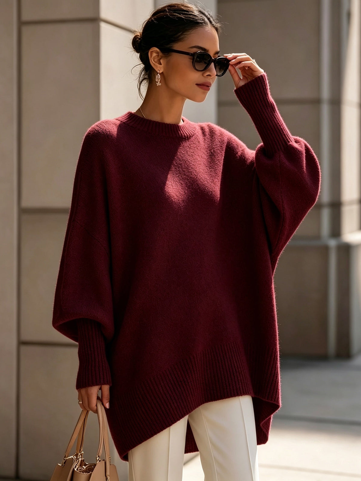 Maris | Maglione Oversize con Orlo Asimmetrico
