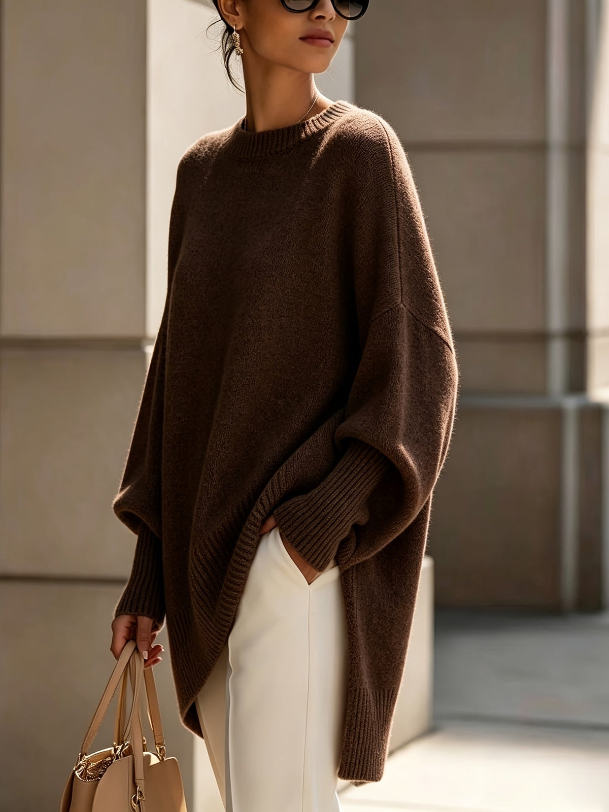 Maris | Maglione Oversize con Orlo Asimmetrico