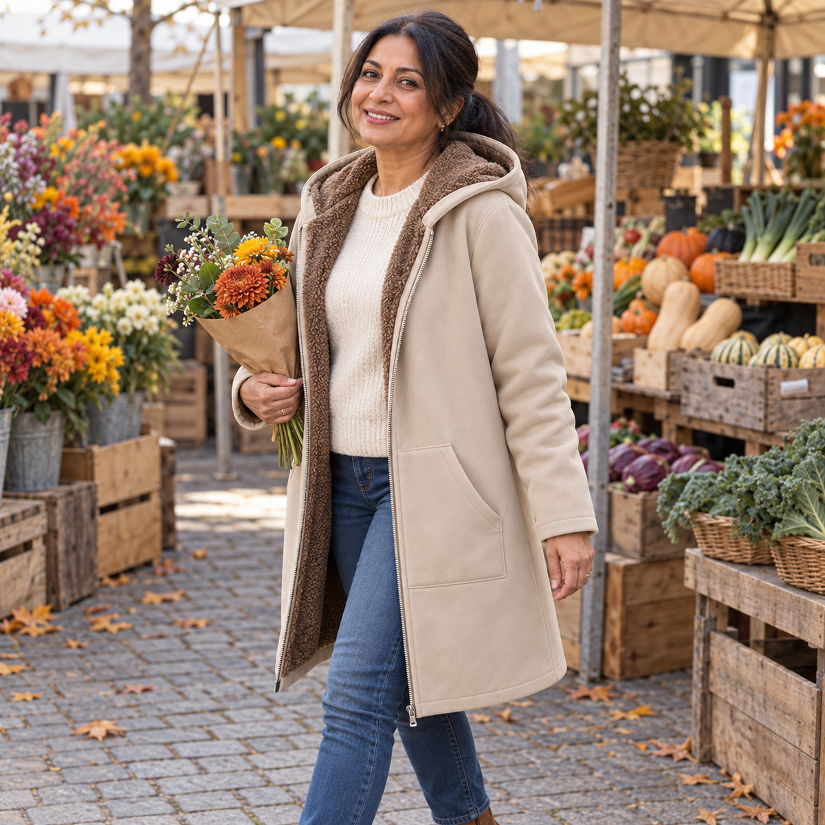 Evelyn | Cappotto con Cappuccio Foderato in Sherpa