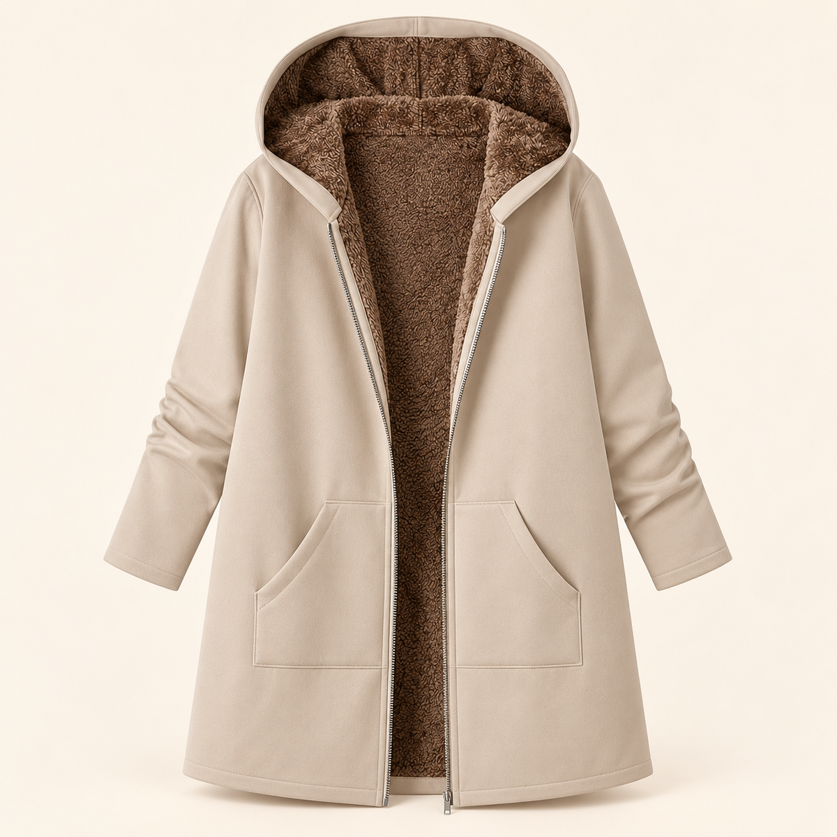 Evelyn | Cappotto con Cappuccio Foderato in Sherpa