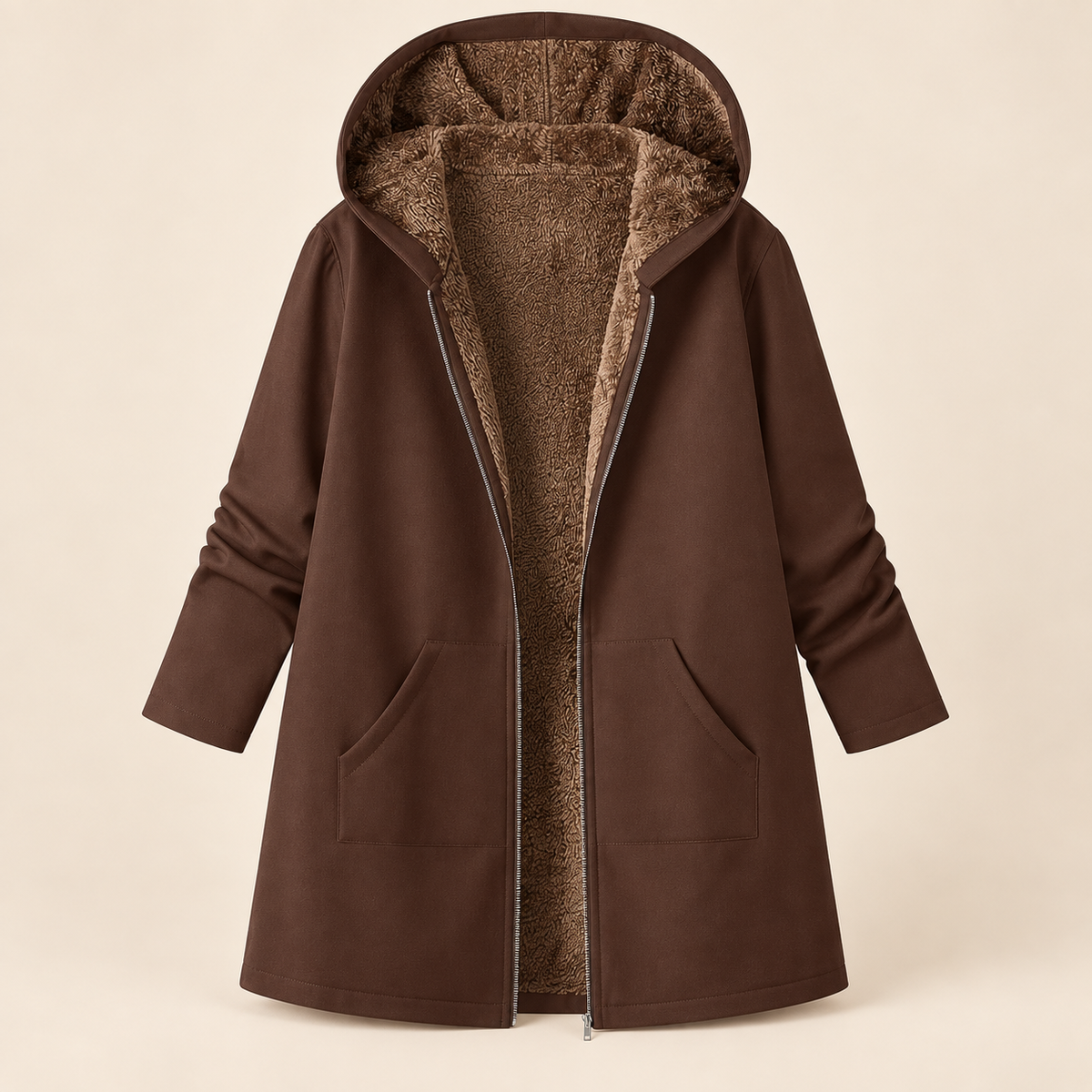 Evelyn | Cappotto con Cappuccio Foderato in Sherpa