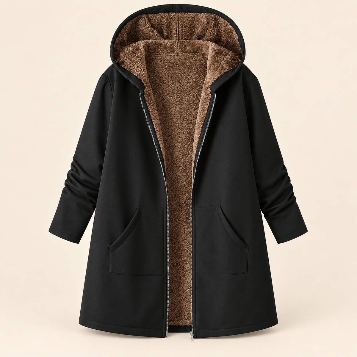 Evelyn | Cappotto con Cappuccio Foderato in Sherpa