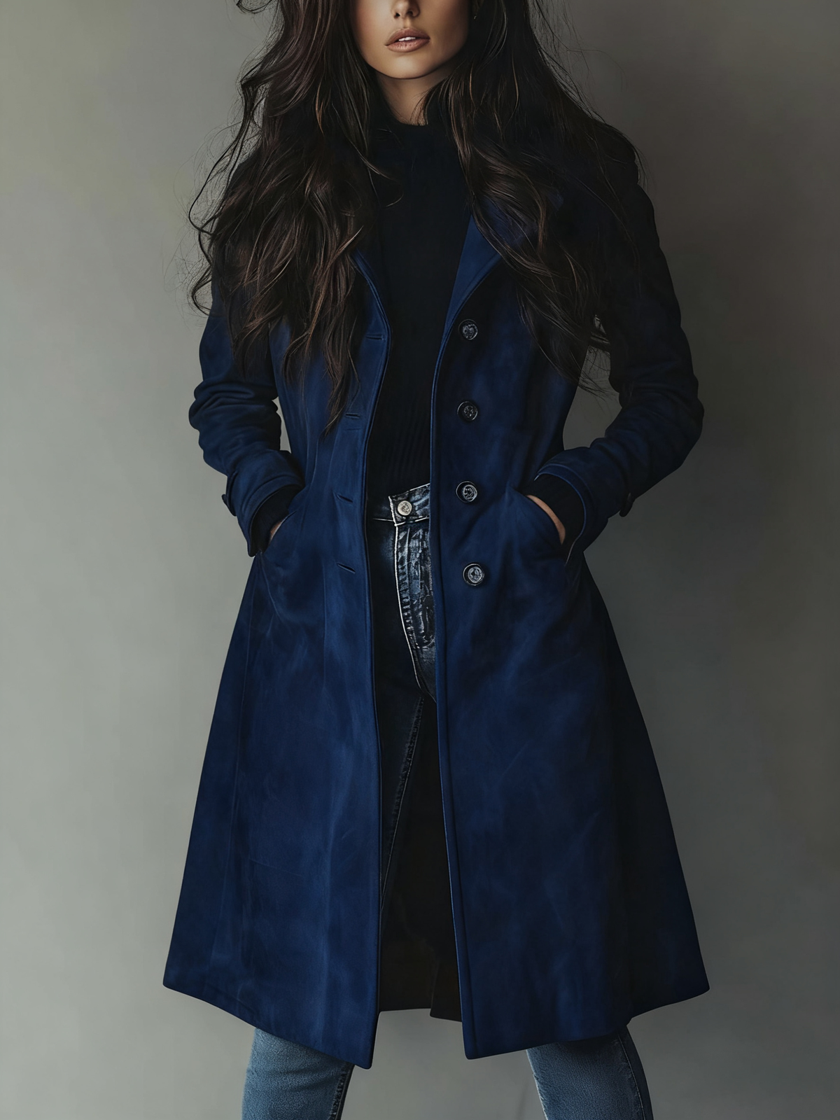Teresa | Trench Lungo Effetto Scamosciato