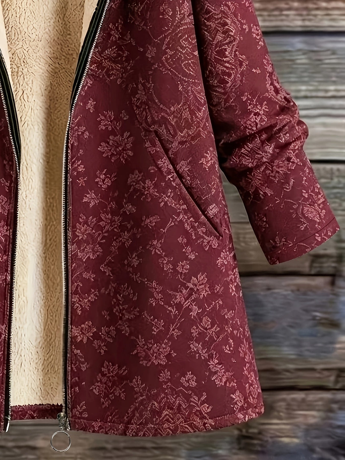 Rosemary | Cappotto Floreale con Cappuccio e Pile