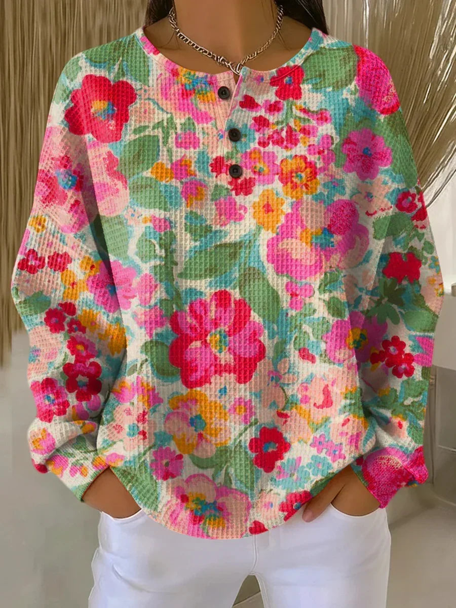 Maja | Maglione a Fiori Rosa e Verdi