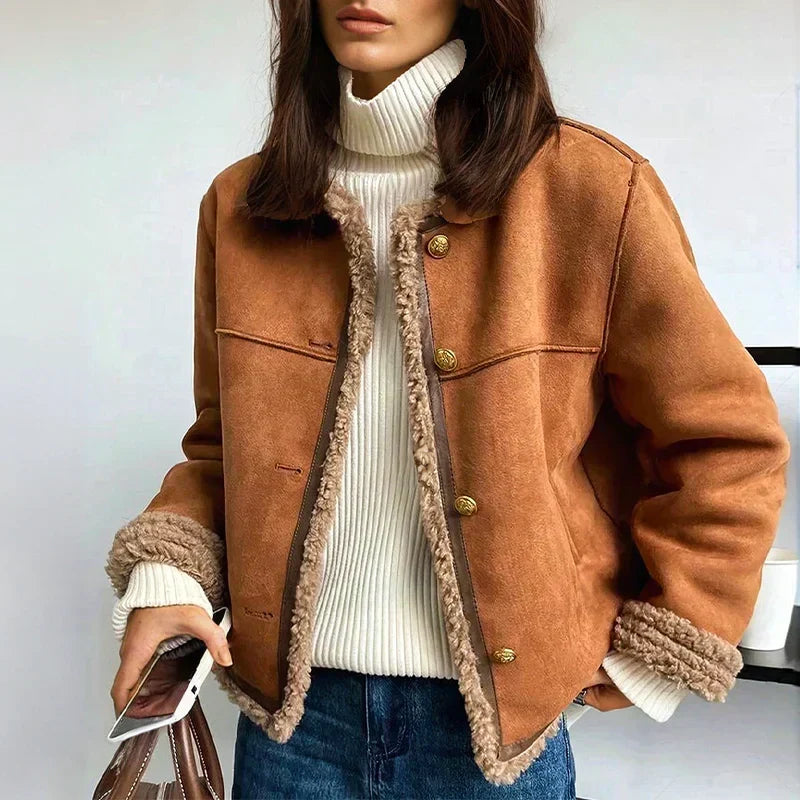Vivienne | Giacca Effetto Scamosciato con Teddy