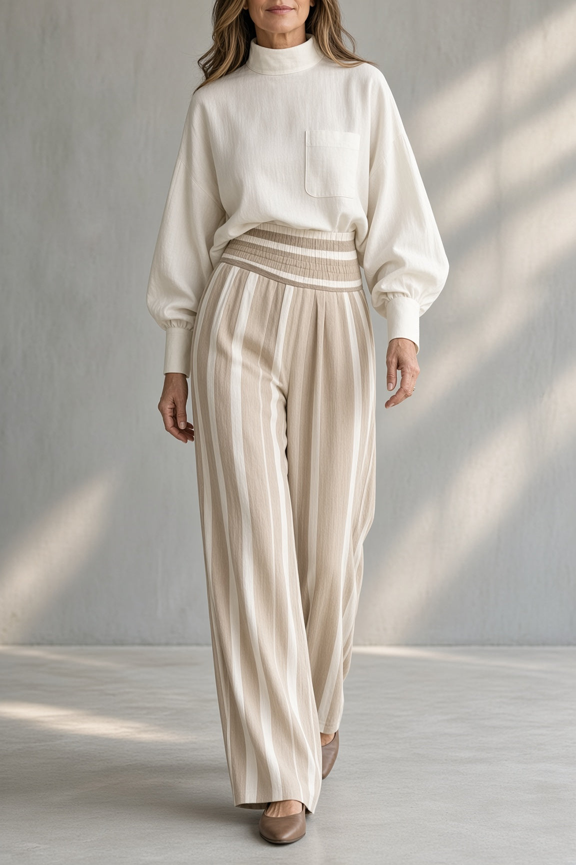 Mirella | Completo con Pantalone a Righe