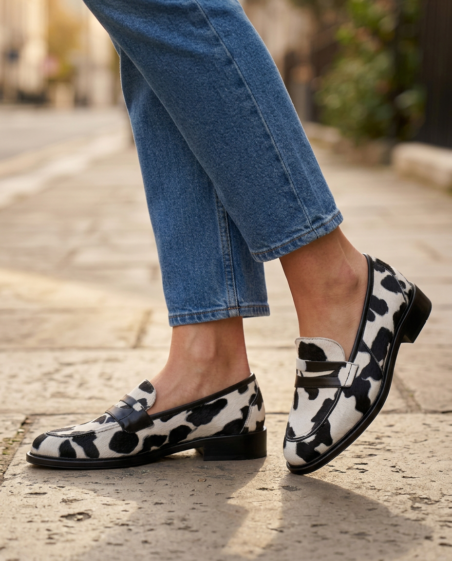 Nives | Mocassino Penny Stampa Mucca