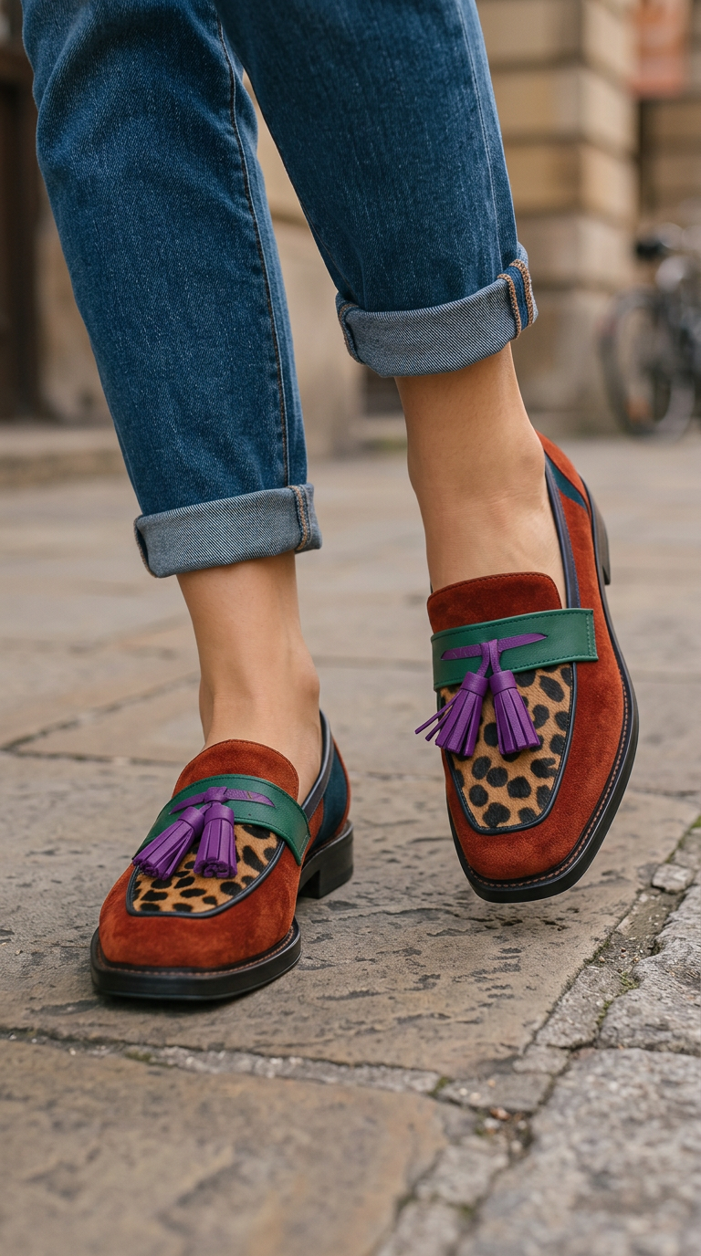 Matilde | Mocassino Mattone con Inserto Leopardato
