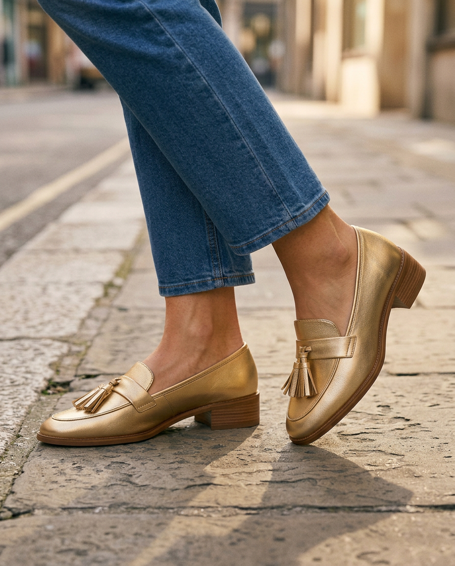 Dorotea | Mocassino Oro con Nappine