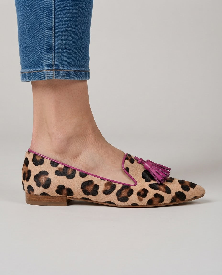 Fosca | Mocassino Leopardato con Nappine Fucsia