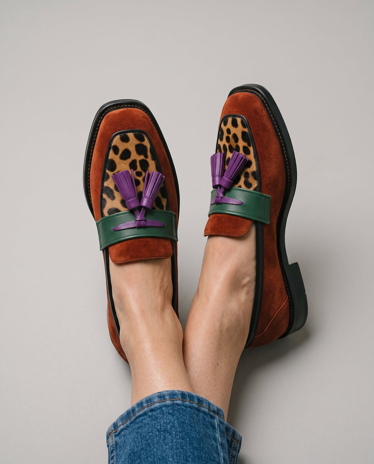Matilde | Mocassino Mattone con Inserto Leopardato