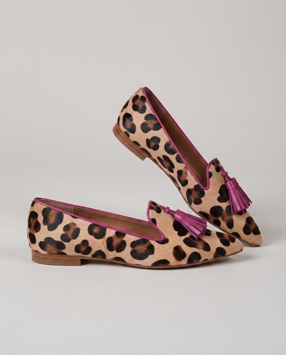 Fosca | Mocassino Leopardato con Nappine Fucsia