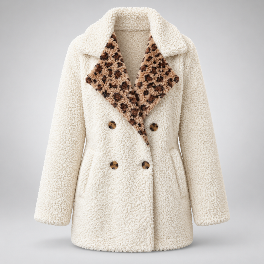 Monica | Cappotto Teddy con Revers Leopardato